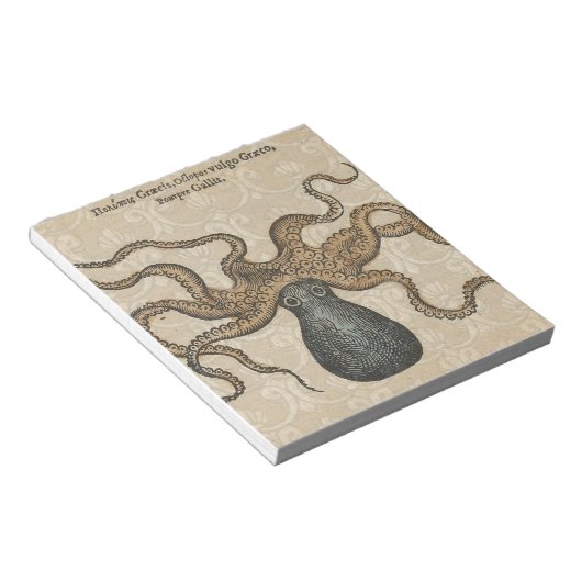 Octopus Kraken Vintag Illustration Notizblock (angewinkelt)