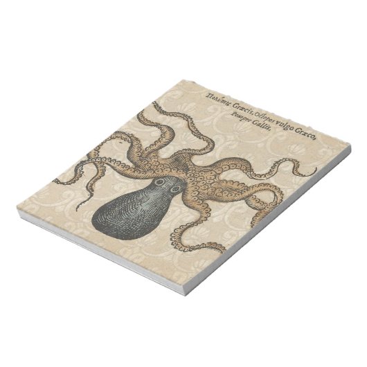 Octopus Kraken Vintag Illustration Notizblock (Rotiert)