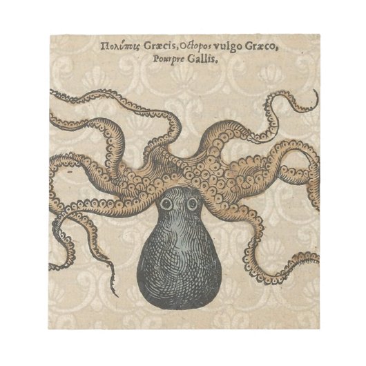 Octopus Kraken Vintag Illustration Notizblock (Vorderseite)