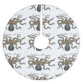 Octopus Kraken Vintag Illustration Polyester Weihnachtsbaumdecke (Vorderseite)