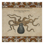 Octopus Kraken Vintag Illustration Poster (Vorderseite)