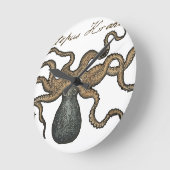 Octopus Kraken Vintag Illustration Runde Wanduhr (Winkel)