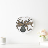 Octopus Kraken Vintag Illustration Runde Wanduhr (Zuhause)