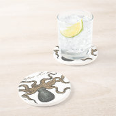 Octopus Kraken Vintag Illustration Sandstein Untersetzer (Seite)