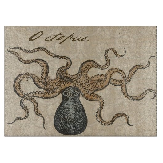 Octopus Kraken Vintag Illustration Schneidebrett (Vorderseite)