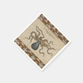Octopus Kraken Vintag Illustration Serviette (Ecke)