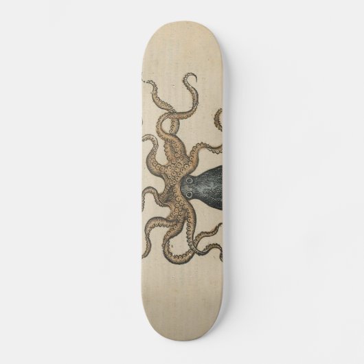 Octopus Kraken Vintag Illustration Skateboard (Vorderseite)
