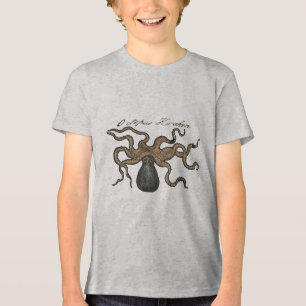 Octopus Kraken Vintag Illustration Tri-Blend Shirt