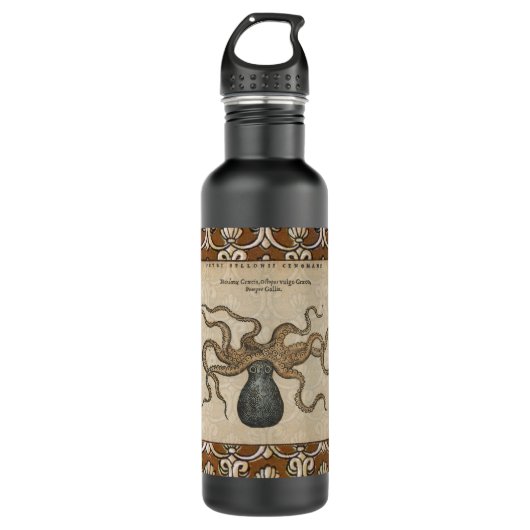 Octopus Kraken Vintag Illustration Trinkflasche (Vorderseite)