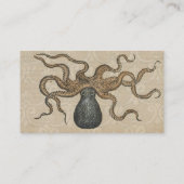 Octopus Kraken Vintag Illustration Visitenkarte (Rückseite)