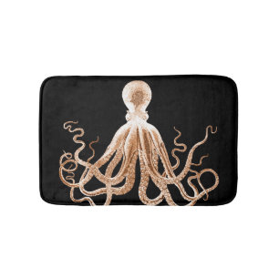 Octopus Küstenstrand Schwarze Badematten