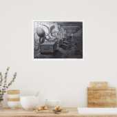 Octopus Labrador Ride Print Poster (Küche)