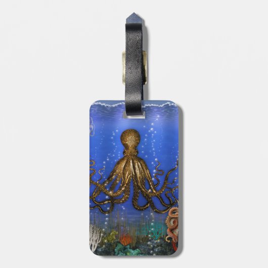 Octopus' Lair - farbenfroh Gepäckanhänger (Rückseite vertikal)