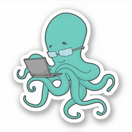 Octopus Laptop Aufkleber (Vorderseite)