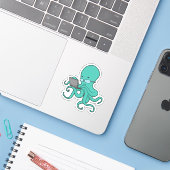 Octopus Laptop Aufkleber (Laptop mit iPhone)