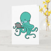 Octopus Laptop Karte (Gelbe Blume)
