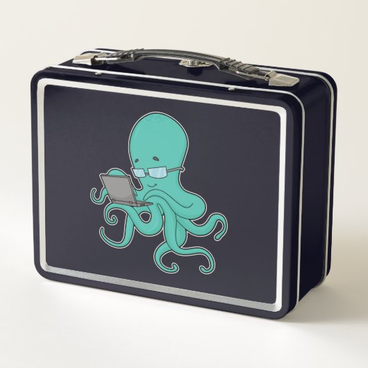 Octopus Laptop Metall Brotdose (Rückseite)