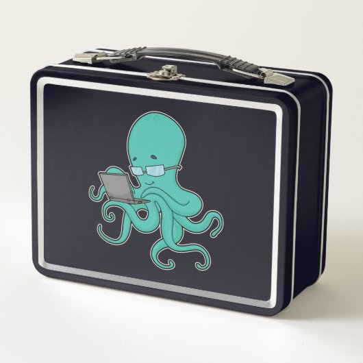 Octopus Laptop Metall Brotdose (Vorderseite)