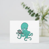 Octopus Laptop Postkarte (Stehend Vorderseite)