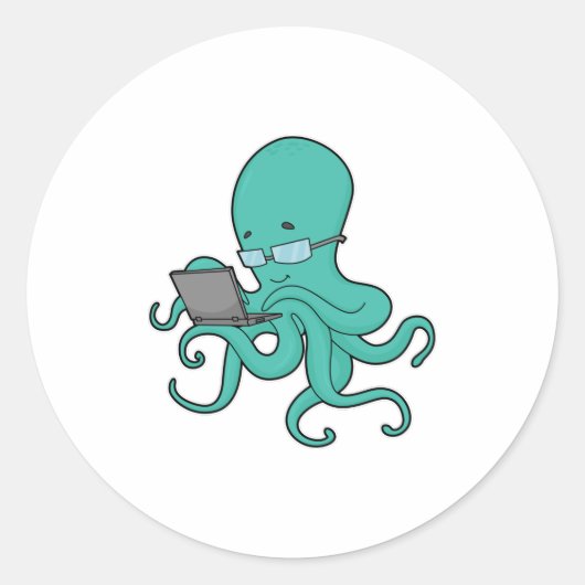 Octopus Laptop Runder Aufkleber (Vorderseite)