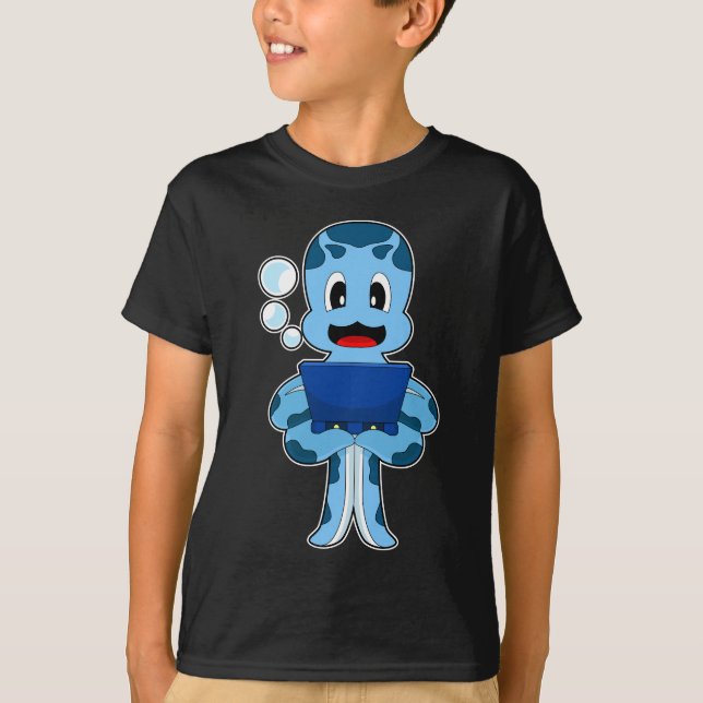 Octopus Laptop T-Shirt (Vorderseite)