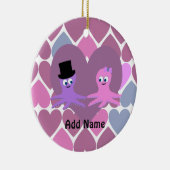 Octopus-Liebe mit Herz-Hintergrund Keramik Ornament (Rechts)