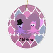 Octopus-Liebe mit Herz-Hintergrund Keramik Ornament (Links)