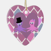 Octopus-Liebe mit Herz-Hintergrund Keramik Ornament (Rechts)