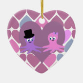 Octopus-Liebe mit Herz-Hintergrund Keramik Ornament (Vorne)