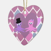 Octopus-Liebe mit Herz-Hintergrund Keramik Ornament (Links)