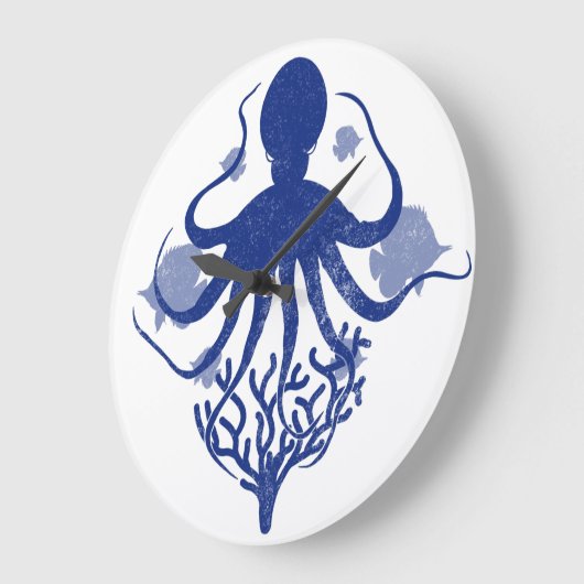 Octopus (light background) große wanduhr (Winkel)