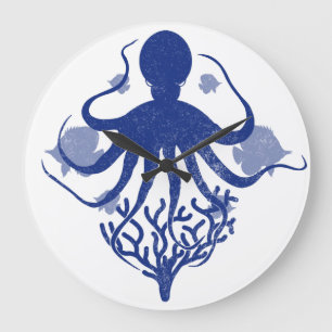 Octopus (light background) große wanduhr