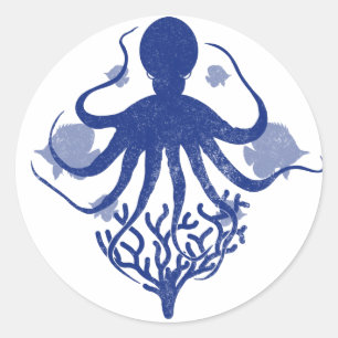 Octopus (light background) runder aufkleber