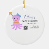 Octopus lila blaue Wasserfarbe Babydusche Seani Keramik Ornament (Hinten)