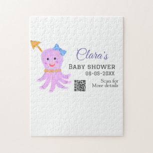 Octopus lila blaue Wasserfarbe Babydusche Seani Puzzle