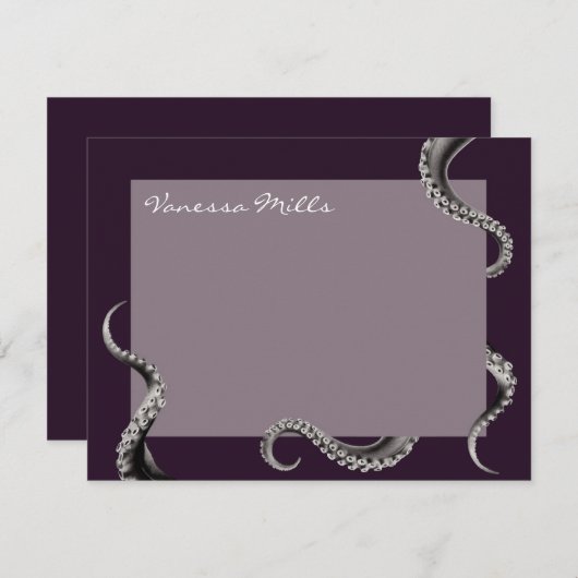 Octopus Lila Note Card Mitteilungskarte (Vorne/Hinten)