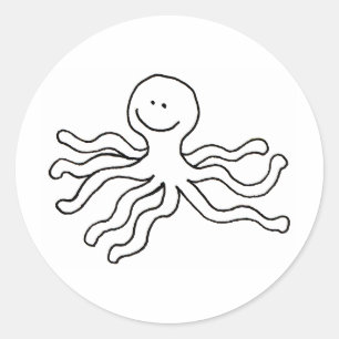 Octopus - lustige Linie zeichnend Logo-Design für  Runder Aufkleber