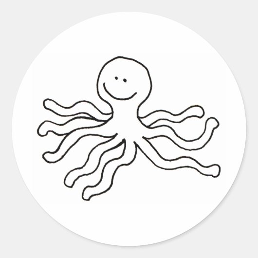 Octopus - lustige Linie zeichnend Logo-Design für  Runder Aufkleber (Vorderseite)