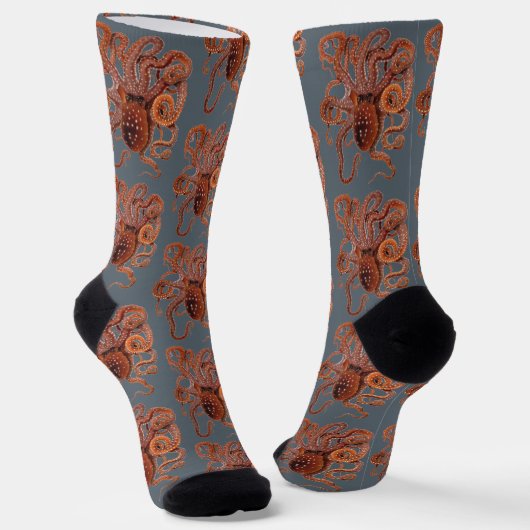 Octopus Macropus, Vintage Marine Aquatic Animals Socken (Gewinkelt)