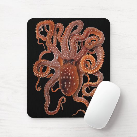 Octopus Macropus, Vintage Meeresaquarien Tiere Mousepad (Mit Mouse)
