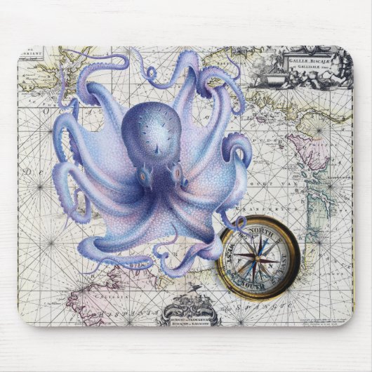 Octopus Map Nautica Mousepad (Vorne)