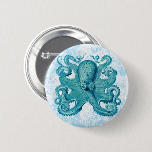 Octopus Marine Life Ocean Animals Beach Nautic Button (Vorne & Hinten)
