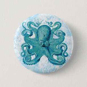 Octopus Marine Life Ocean Animals Beach Nautic Button