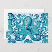 Octopus Marine Life Ocean Animals Beach Nautic Postkarte (Vorne/Hinten)