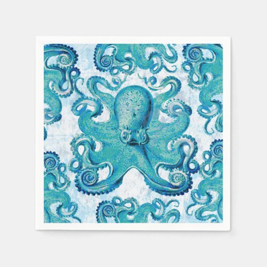 Octopus Marine Life Ocean Animals Beach Nautic Serviette (Vorderseite)