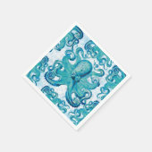 Octopus Marine Life Ocean Animals Beach Nautic Serviette (Ecke)