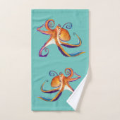 Octopus Meereswelt Aquarellkunst Badhandtuch Set (Handtuch)