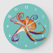 Octopus Meereswelt Aquarellkunst Große Wanduhr (Vorderseite)