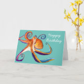 Octopus Meereswelt Aquarellkunst Karte (Gelbe Blume)