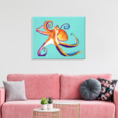 Octopus Meereswelt Aquarellkunst Leinwanddruck (Insitu (Wohnzimmer))